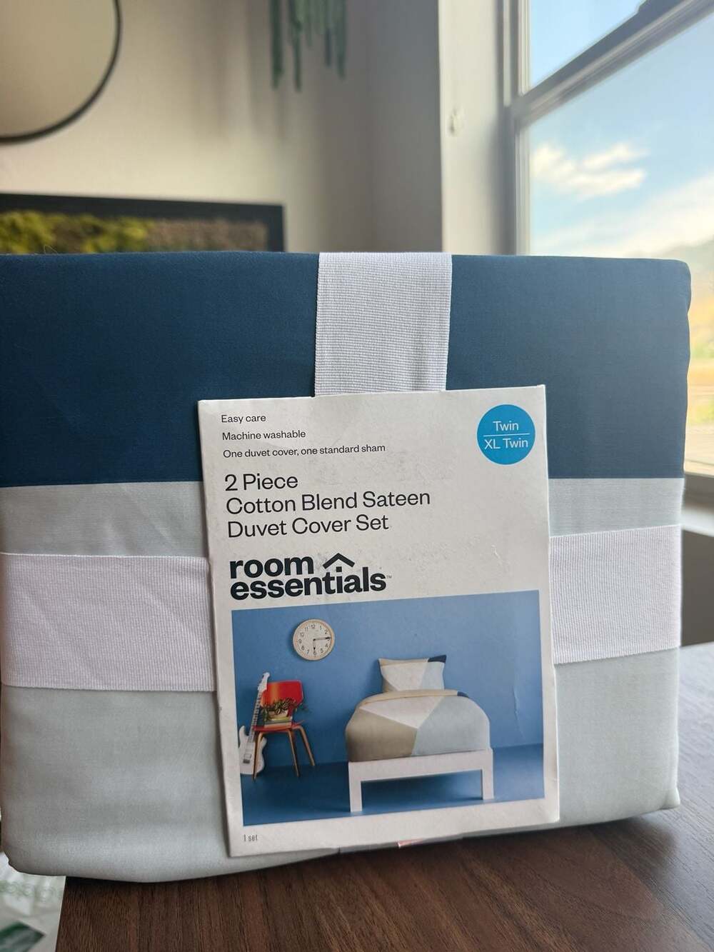 Room Essentials 2-Piece Cotton Blend Sateen Duvet Cover Set Twin/XL Twin